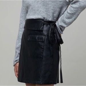 Oak & Fort Faux Leather Mini Wrap Skirt